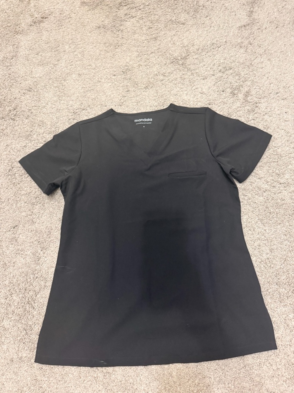 NWOT Mandala One Pocket Black Scrub Top